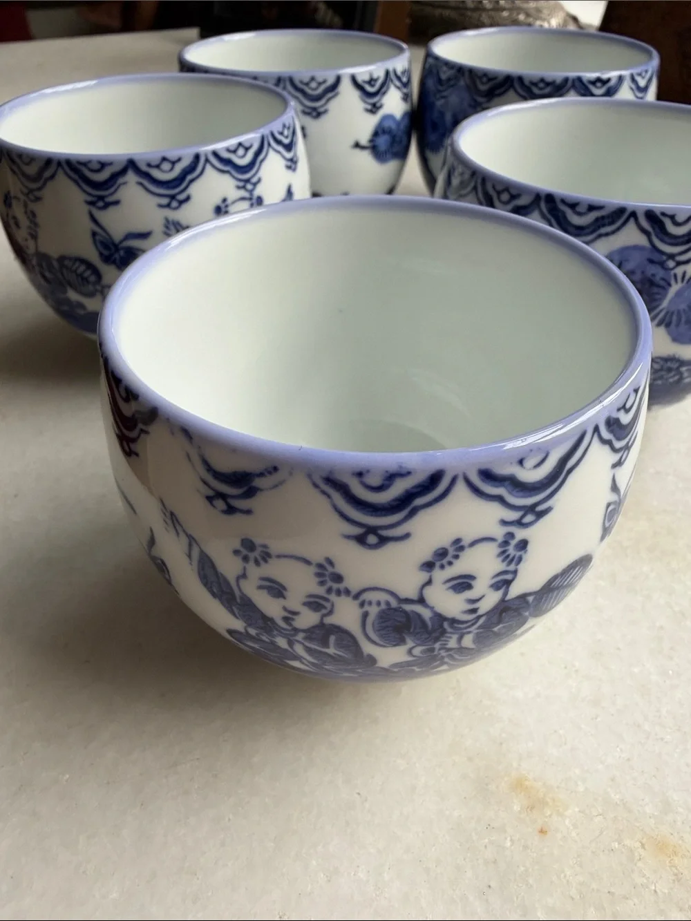 Vintage Blue & White Japanese Teacups